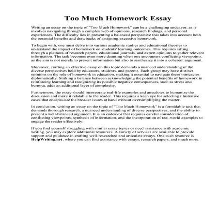 Too Much Homework Essay