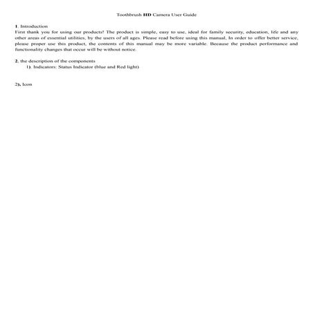 Toothbrush hd camera user guide