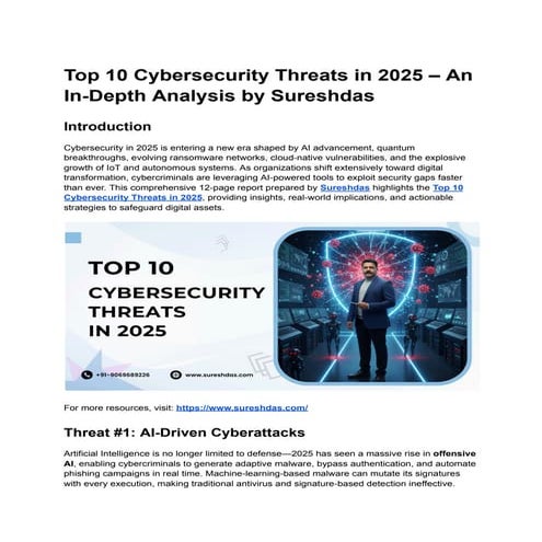 Top Cybersecurity Threats 2025 Guide by Sureshdas