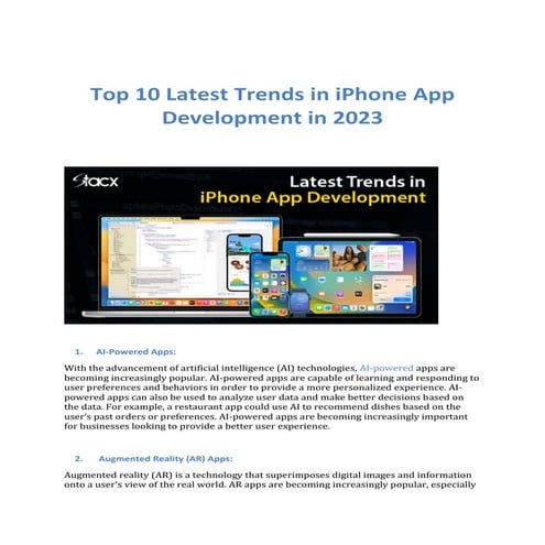 Top 10 Latest Trends in iPhone App Development in 2023