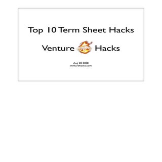 Top 10 Term Sheet Hacks