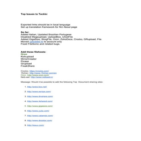 Top Issues to Tackle.doc