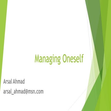 HBR - Article Managing Oneself - Presentation
