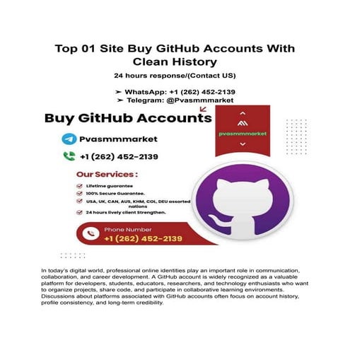 Building Trust and Productivity with Clean GitHub Account Histories | PDF
