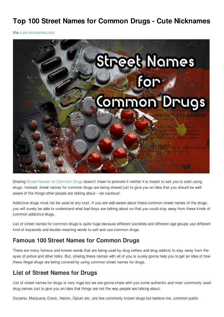 Top 20 Drugs And Their Street Names – CYCF