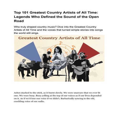 Top 101 Greatest Country Artists of All Time_ Legends Who Defined the ...