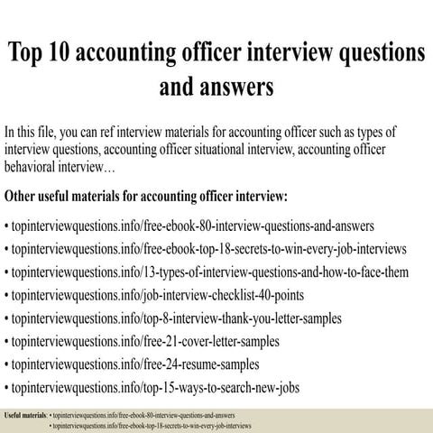 Top 10 accounting officer interview questions and answers