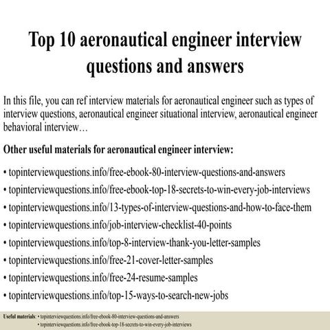 Top 10 aeronautical engineer interview questions and answers