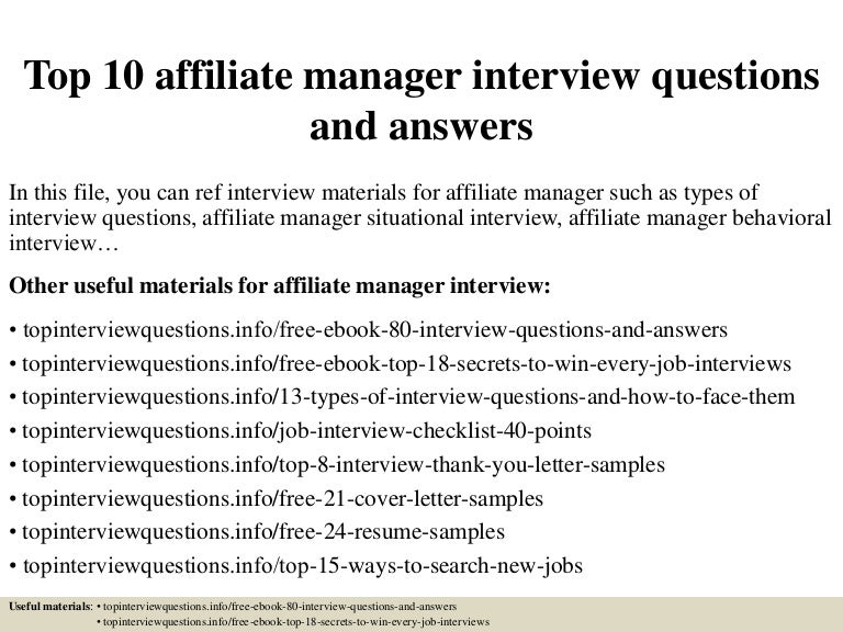 affiliate manager resume