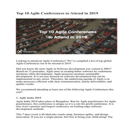 Top 10 agile conferences to attend in 2019