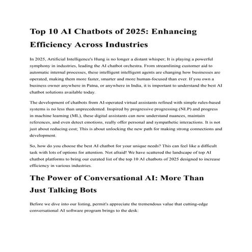 Top 10 AI Chatbots of 2025_ Enhancing Efficiency Across Industries.pdf