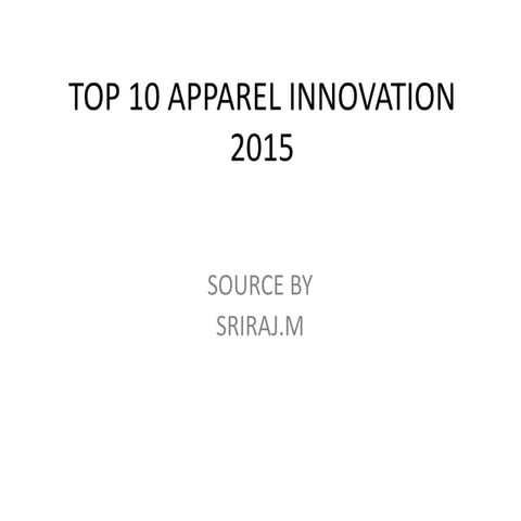 Textile Technological Innovation in Fashion. | PPTX