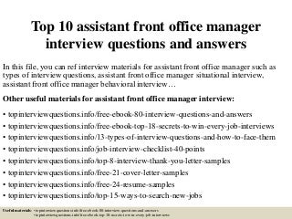 deputy manager interview questions and answers interview questions for an office manager