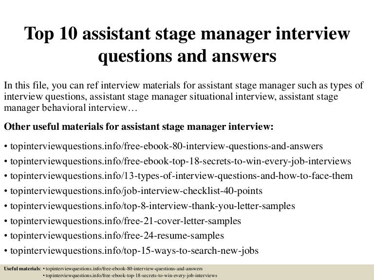 stage manager cover letters