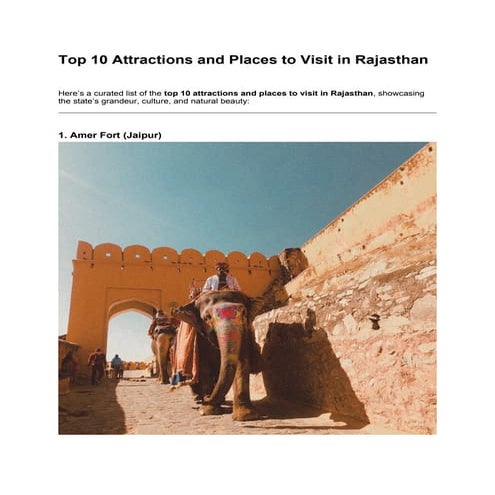 Top 10 Attractions and Places to Visit in Rajasthan