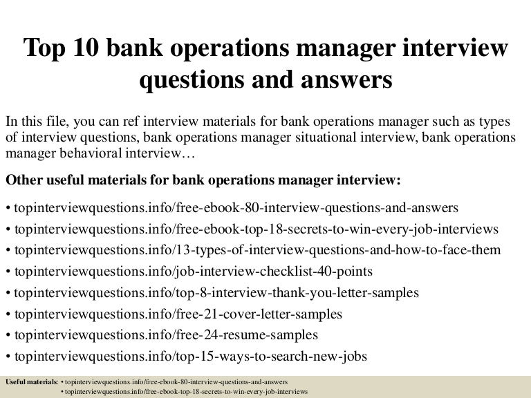 Top 10 Bank Operations Manager Interview Questions And Answers