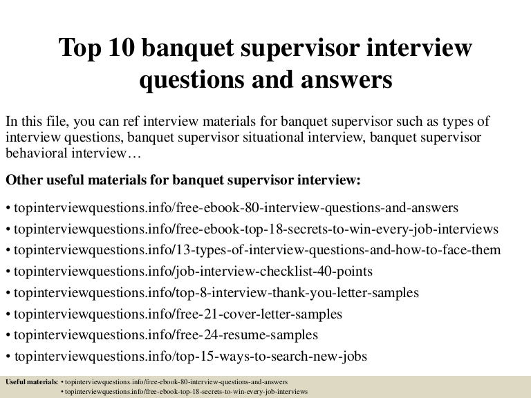 Top 10 banquet supervisor interview questions and answers
