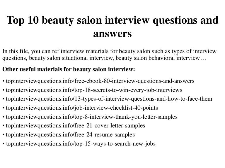 hairdressing job interview questions