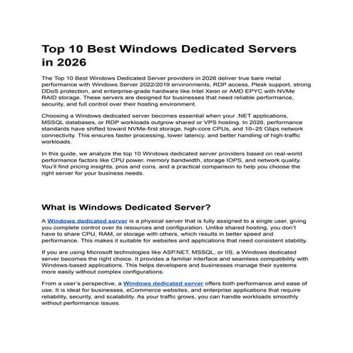 Top 10 Best Cheap Dedicated Servers in 2026: Affordable High ...