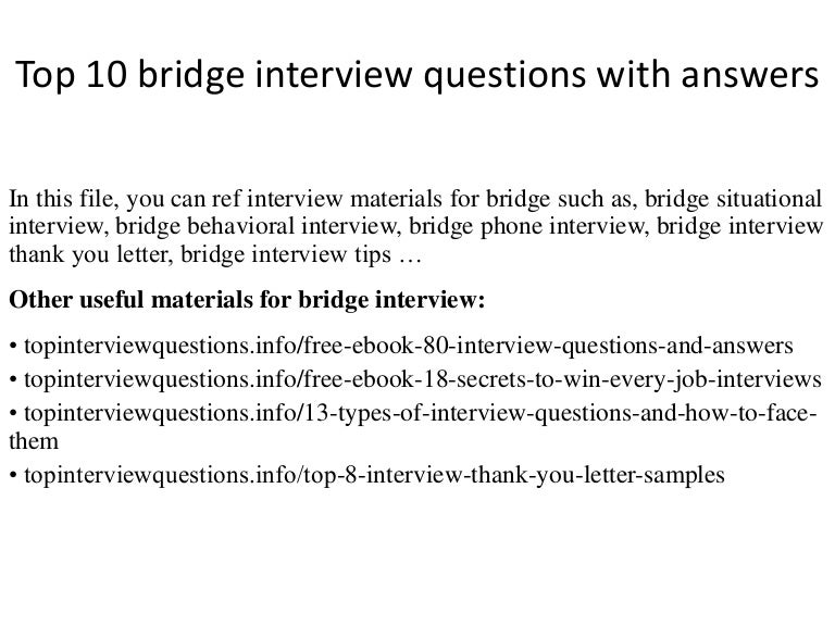 Top 10 bridge interview questions with answers