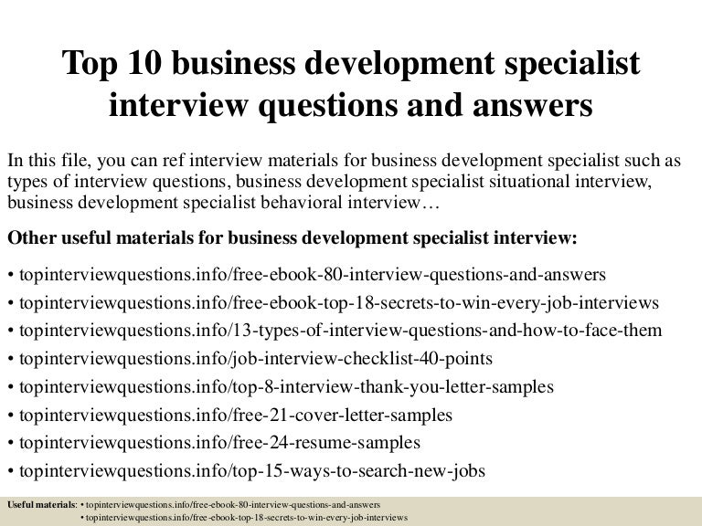 business development specialist resume