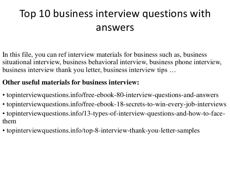 Top 10 business interview questions with answers