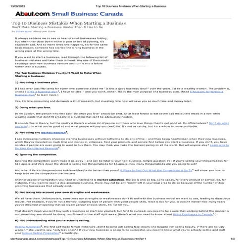 Top 10 business mistakes when starting a business