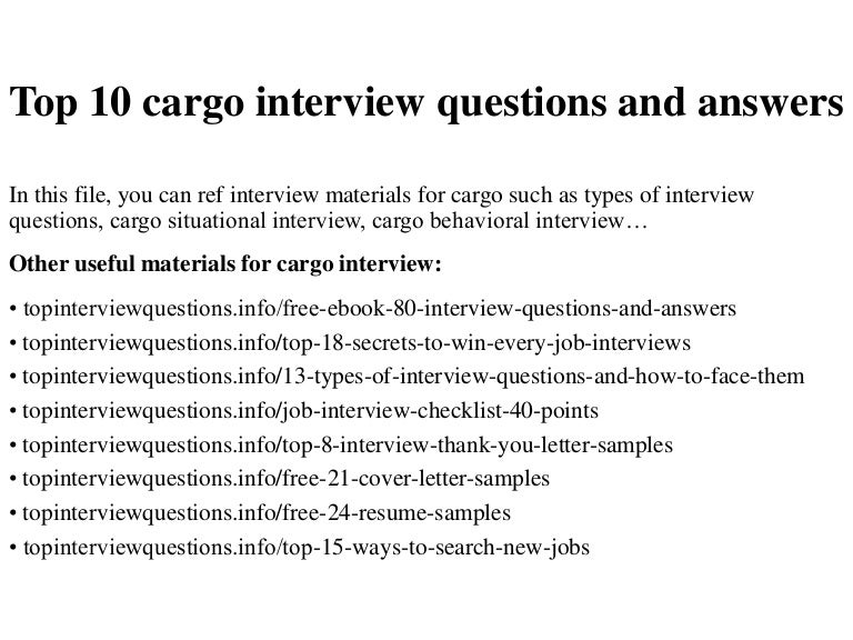 Top 10 cargo interview questions and answers