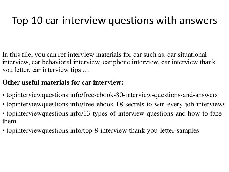 Top 10 car interview questions with answers
