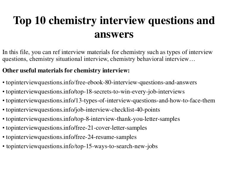 phd interview questions in chemistry