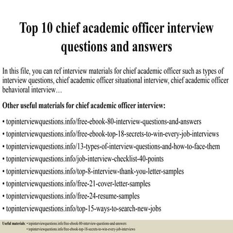 Top 10 chief academic officer interview questions and answers
