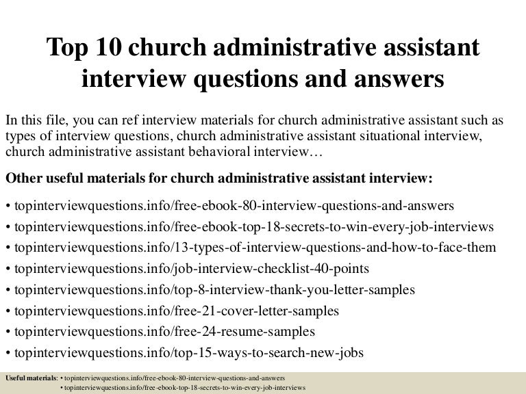 Sample resume church administrative assistant