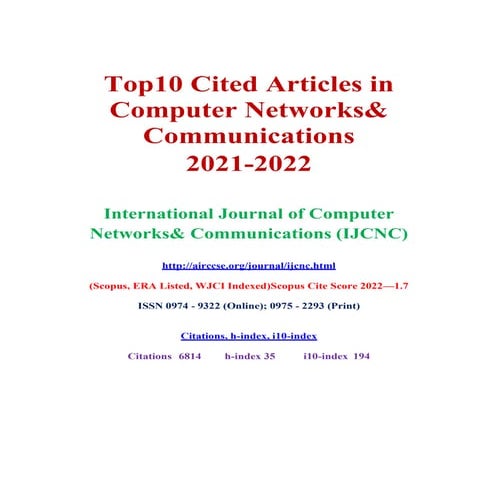 2021 - 2022 : Top 10 Read articles in Computer Networks and Communication