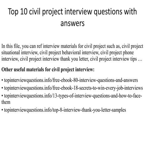 Top 10 civil project interview questions with answers