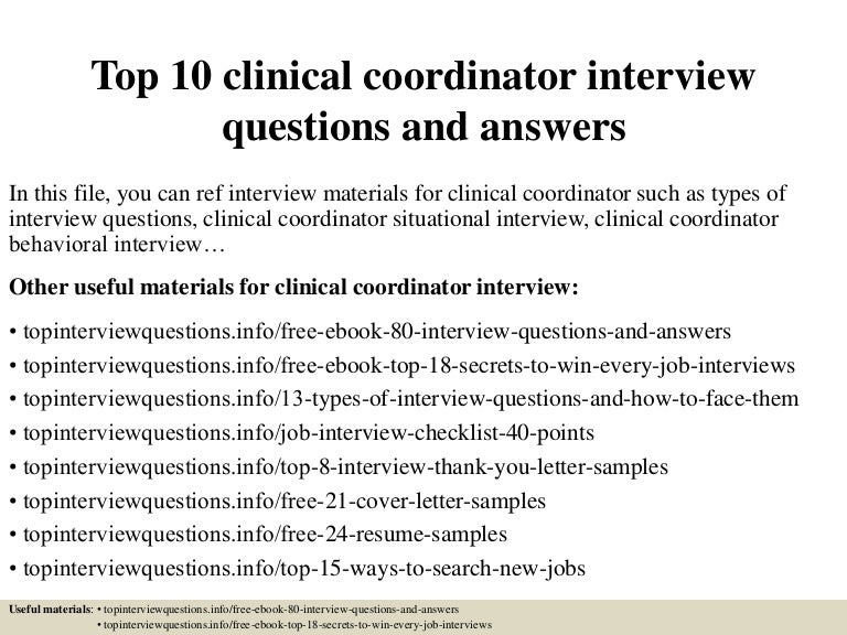 questions to ask a clinical research coordinator