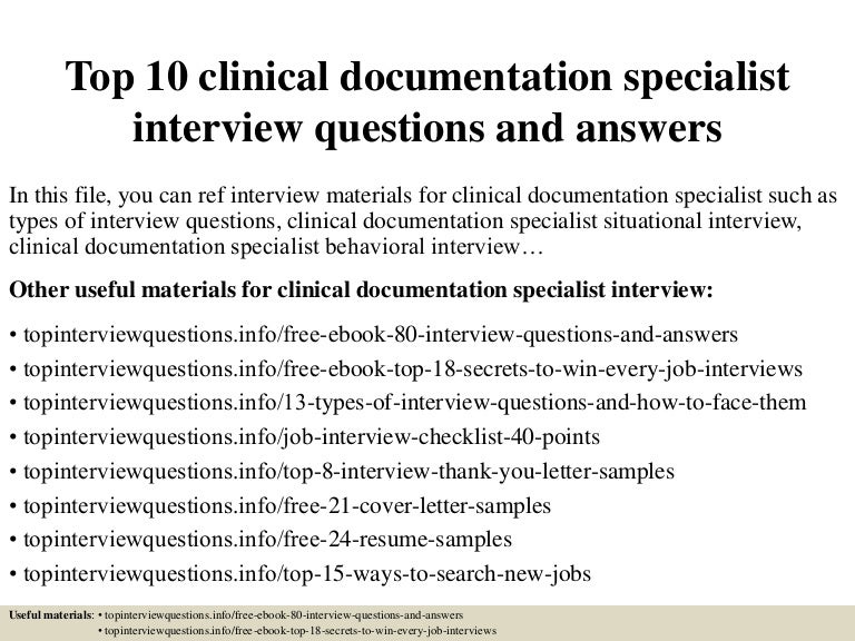 Top 10 clinical documentation specialist interview questions and answ… Top 10 clinical documentation specialist interview questions and answ…