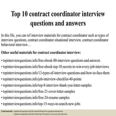 Top 10 contract coordinator interview questions and answers