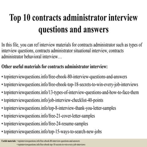 Top 10 contracts administrator interview questions and answers