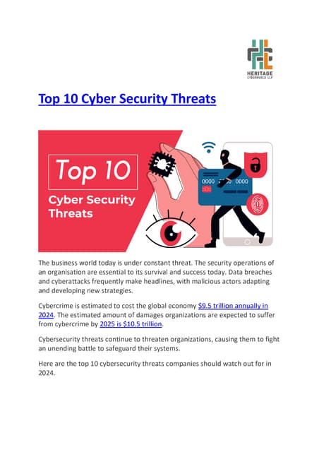Top 10 Cyber security Threats | Cyber security