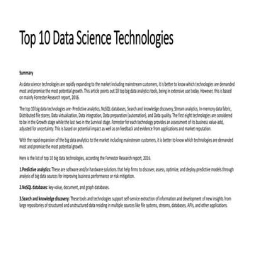 Top 10 data science technologies