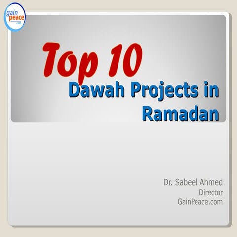 Top 10 Dawah/Outreach Projects in Ramadan
