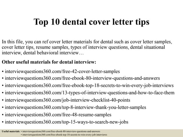 dentist cover letter 10 cover letter tips