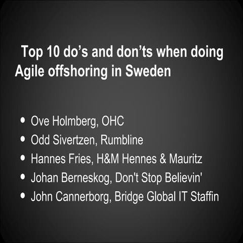 Top 10 do's and dont's in agile offshoring
