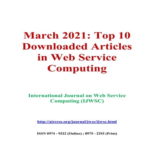 International Journal on Web Service Computing (IJWSC)