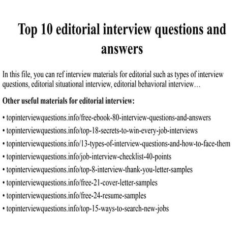 Top 10 editorial interview questions and answers