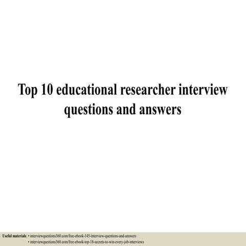 Top 10 education specialist interview questions and answers | PPTX