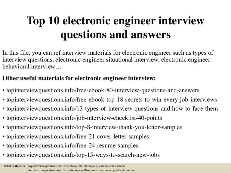 Top 10 electronic engineer interview questions and answers