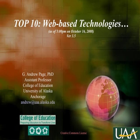 Top 10 Emerging Educational Technologies October 2008