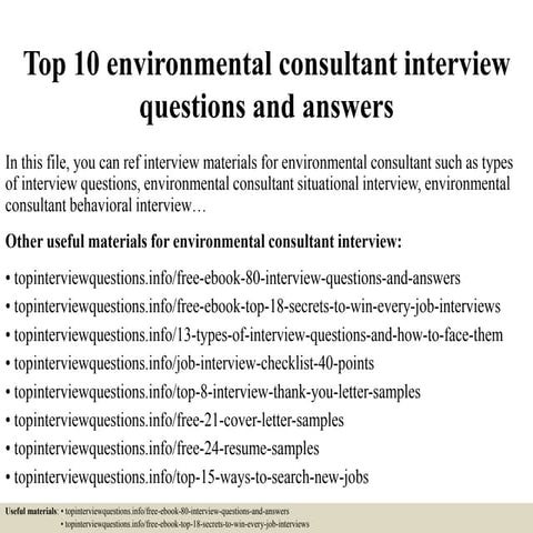 Top 10 environmental consultant interview questions and answers