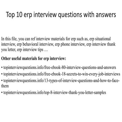 Top 10 erp interview questions with answers